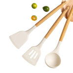 Silicone Kitchen Utensils Set, Heat Resistant Cooking Utensils Set Spatula Set Nonstick Cookware (3 pcs white)