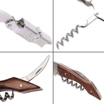 Professional Wine Opener Keys Natural Wood Handle Double-Hinged Stainless Steel Screw Beer Bottle Corkscrew