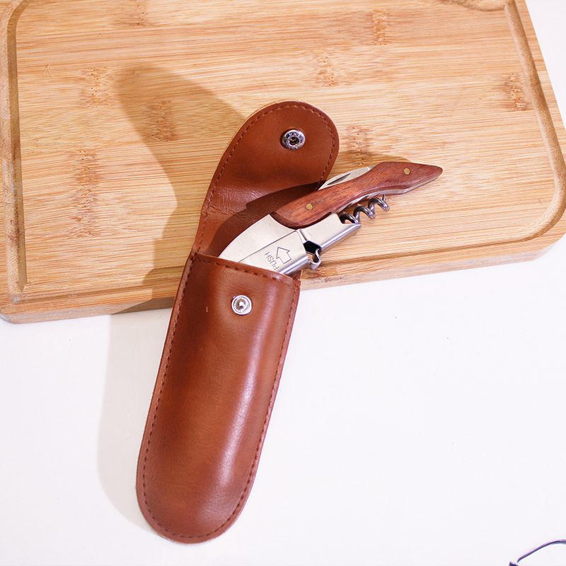 Professional Wine Opener Keys Natural Wood Handle Double-Hinged Stainless Steel Screw Beer Bottle Corkscrew