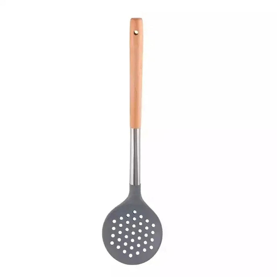 Cooking Tools Set Mini Silicone Turner Slotted Skimmer Spatula with Wooden Handle Cookware Kitchen Utensil