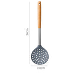 Cooking Tools Set Mini Silicone Turner Slotted Skimmer Spatula with Wooden Handle Cookware Kitchen Utensil