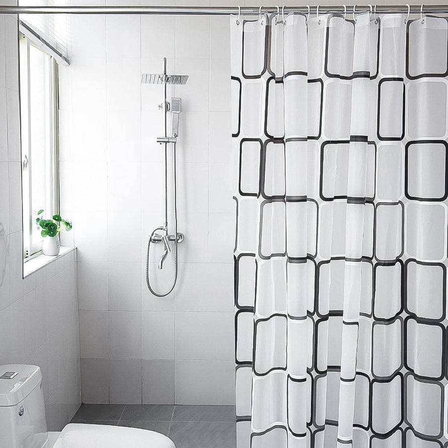 Shower Curtains for Bathroom,Black White Lattice Plastic Shower Curtains for Bathroom Decor, Waterproof Clear Shower