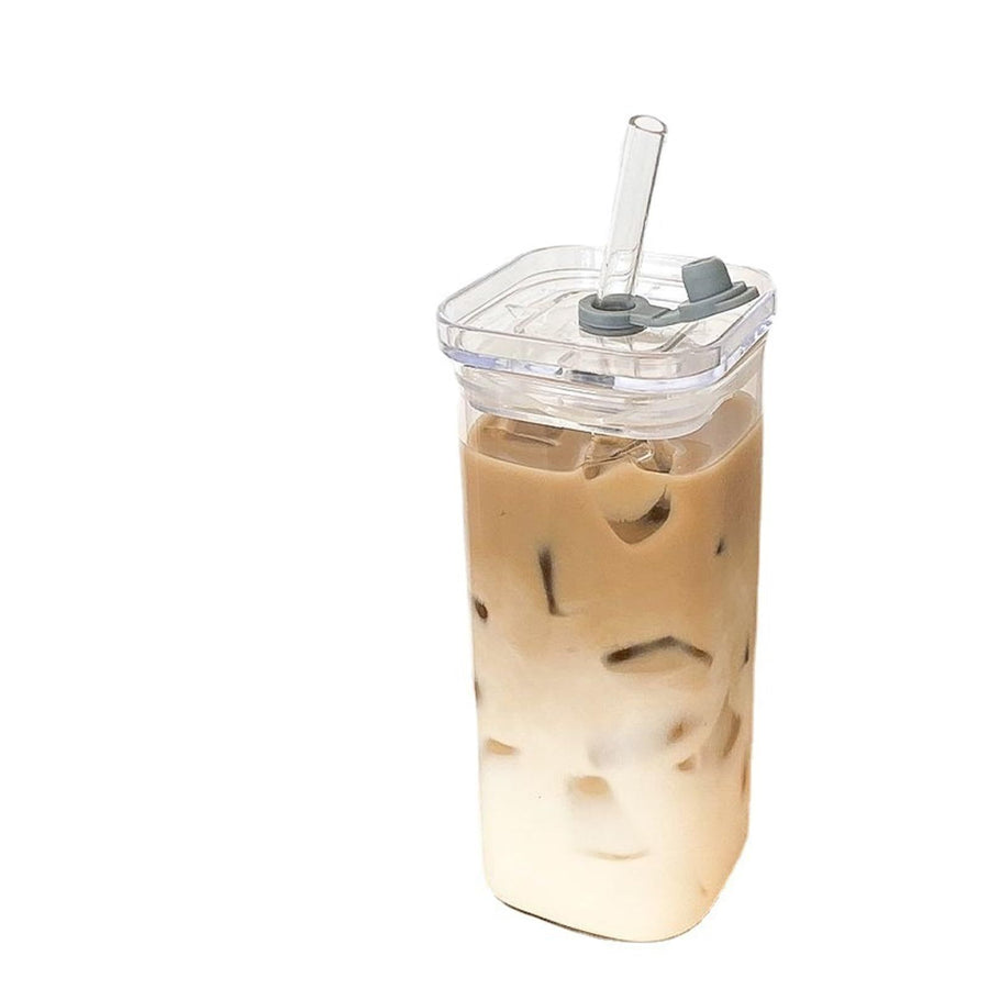 Glass cups, mugs, household glass cups, holiday glass cups, tableware, square glass water cups, transparent and simple flat bottom