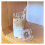 Glass cups, mugs, household glass cups, holiday glass cups, tableware, square glass water cups, transparent and simple flat bottom