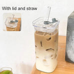 Glass cups, mugs, household glass cups, holiday glass cups, tableware, square glass water cups, transparent and simple flat bottom