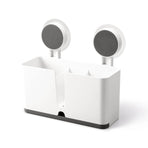 Wall Mounted Storage Organizer, Adhesive Self-Draining Shower Caddy, Plastic Shelf with 3 Compartments and Removable Drain Tray