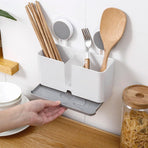 Wall Mounted Storage Organizer, Adhesive Self-Draining Shower Caddy, Plastic Shelf with 3 Compartments and Removable Drain Tray