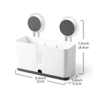 Wall Mounted Storage Organizer, Adhesive Self-Draining Shower Caddy, Plastic Shelf with 3 Compartments and Removable Drain Tray