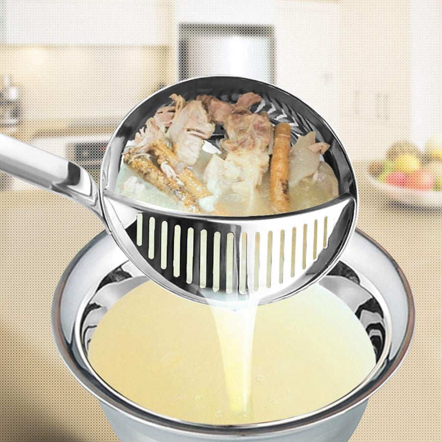 Multi Kitchen Utensil Scoop Soup Ladle Hot Pot Home Double-Use Stainless Steel Creative Multifunction Strainer Spoon Colander