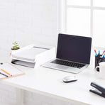 Rectangular Plastic Desk Organizer, Letter Tray,For use inside a drawer or cabinet or on a desk or shelf White, 2-Pack