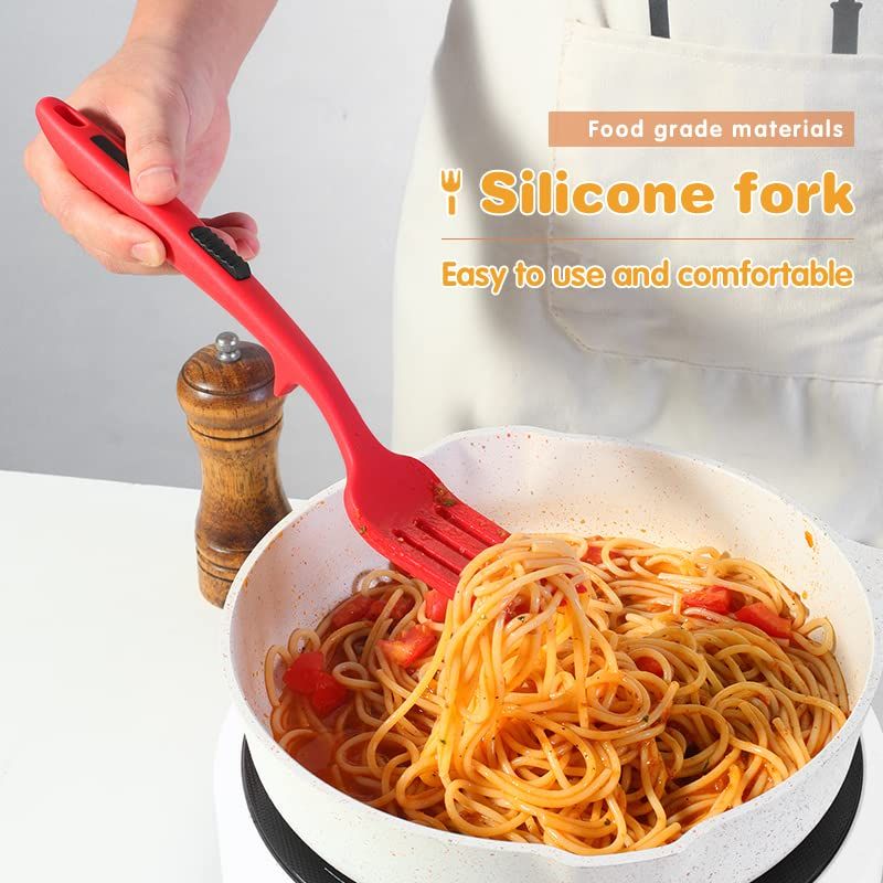 Flatware Forks Cooking Utensils Multi-Function Spaghetti Server Silicone Fork Salad Forks Whisking Serving Party Fruit Dessert