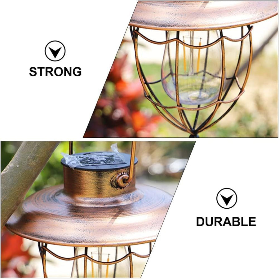 Lawn Lamp Vintage Lantern Hanging Solar Lamp Wall Sconce Vintage Garden Lanterns Bulb Lights Outside Wall Lights Outdoor Solar
