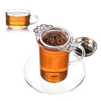 Tea Strainers with Drip Bowls,Loose Leaf Tea Strainers with Double Winged Handles Extra Fine Mesh Tea Infuser Brew Loose Leaf Tea