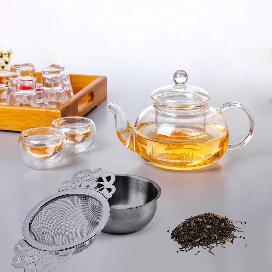 Tea Strainers with Drip Bowls,Loose Leaf Tea Strainers with Double Winged Handles Extra Fine Mesh Tea Infuser Brew Loose Leaf Tea