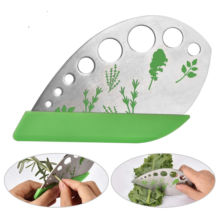 Herb Stripper Tool, 9 Holes Stainless Steel kale Leaf Stripping Zip Tools, Curved Edge Can be Used as a Kitchen Gadgets