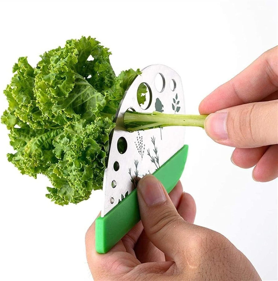 Herb Stripper Tool, 9 Holes Stainless Steel kale Leaf Stripping Zip Tools, Curved Edge Can be Used as a Kitchen Gadgets