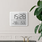 Smart Digital Alarm Clock, w/Magnetic Attraction, Indoor Temperature Humidity, HD Screen Hour Date, Battery Operated - White