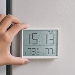 Smart Digital Alarm Clock, w/Magnetic Attraction, Indoor Temperature Humidity, HD Screen Hour Date, Battery Operated - White