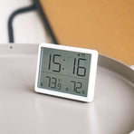 Smart Digital Alarm Clock, w/Magnetic Attraction, Indoor Temperature Humidity, HD Screen Hour Date, Battery Operated - White