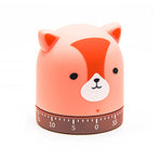 Mechanical Kitchen Timer with Cute Cartoon Rotating Countdown Loud Alarm Timer for Cooking/Reading/do Sports Time(Fox and Pig)