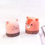 Mechanical Kitchen Timer with Cute Cartoon Rotating Countdown Loud Alarm Timer for Cooking/Reading/do Sports Time(Fox and Pig)