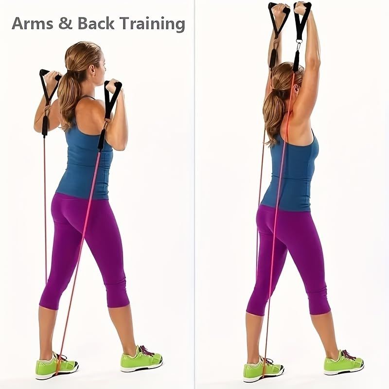 Portable Home Gym Accessories, Resistance Bands Set (11 PCS), Stackable Up to 100 lbs, Exercise with Door Anchor, Handles