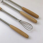 Egg Beater Tiny Whisk with Wood Handle 20cm for Whisking, Beating, Blending Ingredients, Mixing Sauces Pack of 5