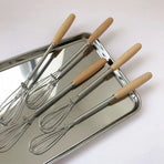 Egg Beater Tiny Whisk with Wood Handle 20cm for Whisking, Beating, Blending Ingredients, Mixing Sauces Pack of 5