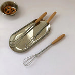 Egg Beater Tiny Whisk with Wood Handle 20cm for Whisking, Beating, Blending Ingredients, Mixing Sauces Pack of 5