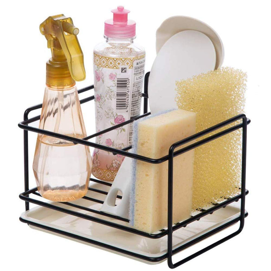 Kitchen Sponge Holder Sink Organiser Dishwashing Liquid Soap Brush Towel Drainer Rack Bathroom Storage