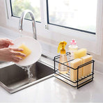 Kitchen Sponge Holder Sink Organiser Dishwashing Liquid Soap Brush Towel Drainer Rack Bathroom Storage
