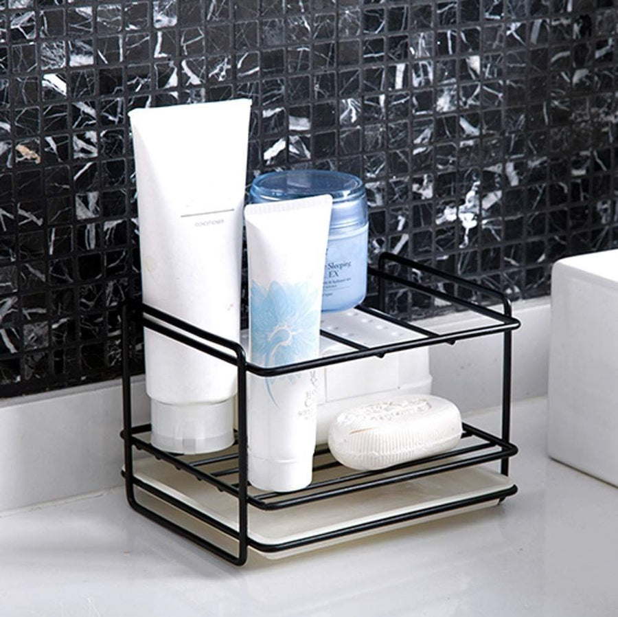 Kitchen Sponge Holder Sink Organiser Dishwashing Liquid Soap Brush Towel Drainer Rack Bathroom Storage