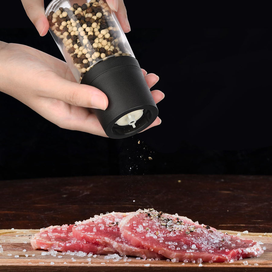 Salt Grinder Salt & Pepper Grinder Refillable Coarseness Adjustable Pepper Mill Shaker with Glass Body for Home,Kitchen