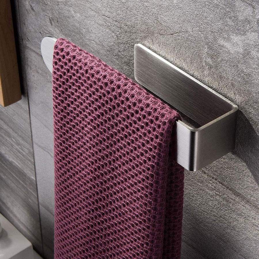 Adhesive Hand Towel Holder Towel Bar for Bathroom Wall Sticky Towel Hanger No Drilling Stainless Steel Towel Ring for Kitchen