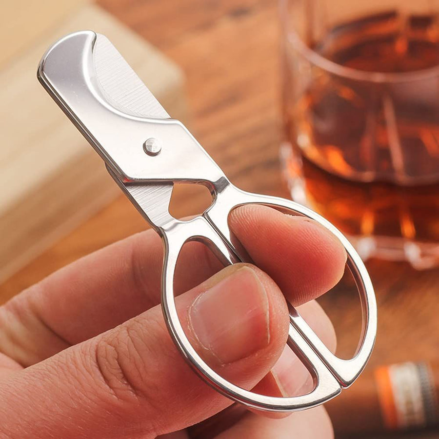 Portable Cigar Scissors, Stainless Steel Guillotine DoubleStraight Cut Scissors Suitable for different Sizes of Cigar Accessories