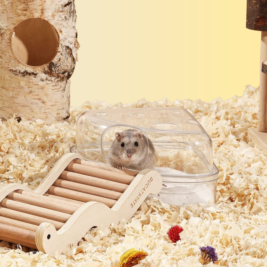 Hamster Sand Bath Box - Transparent Critter's Litter Box Sand Bath Shower Room & Digging Container Heighten Version for Guinea