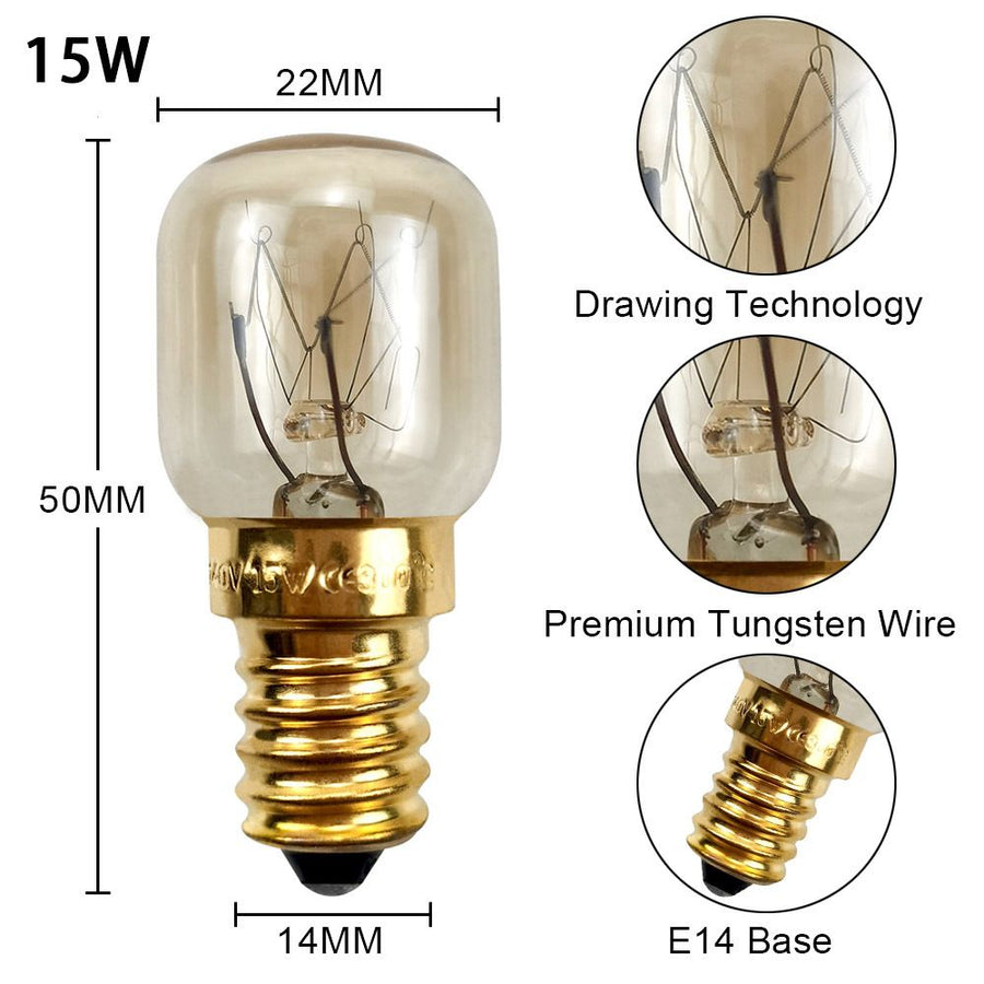 220V E14 300 Degree High Temperature Resistant Microwave Oven Bulb Cooker Lamp High Temperature Lighting Bulb-4pcs