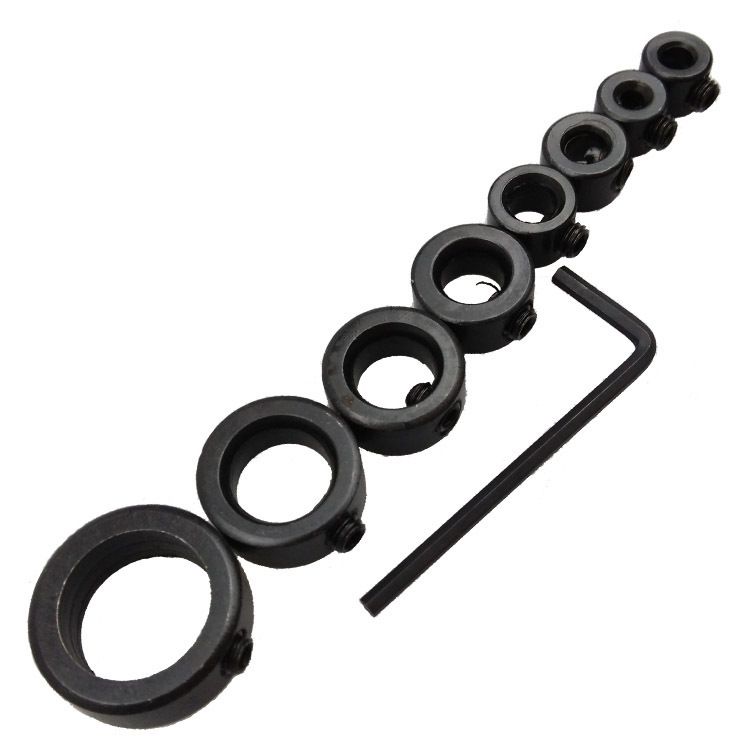 8Pcs Woodworking Drill Bit Depth Stop Collars Ring Positioner Locator with Hex Wrench to Tighten and Stops Set