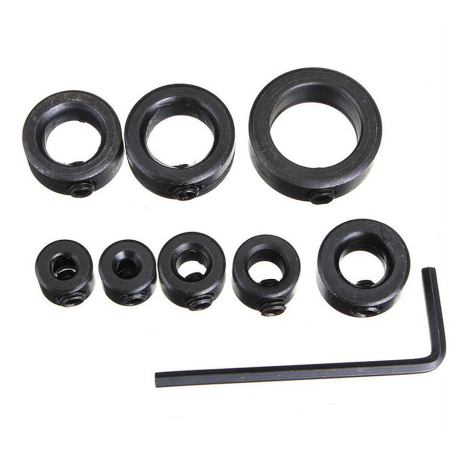 8Pcs Woodworking Drill Bit Depth Stop Collars Ring Positioner Locator with Hex Wrench to Tighten and Stops Set