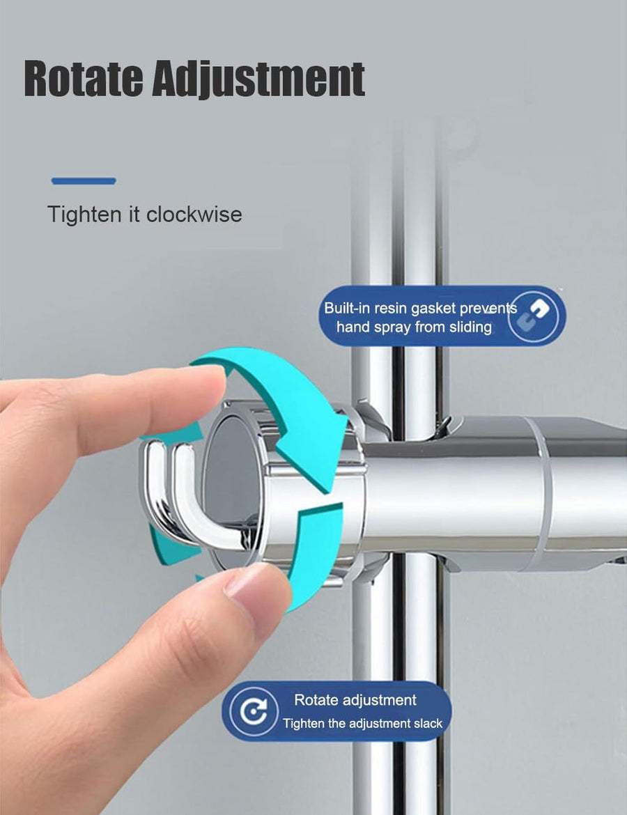 Punch Free Shower Head Bracket,Adjustable Hand held Shower Head Holder with 2 Hoots,Shower Holder Lifting Rod Hanging Bracket