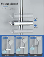 Punch Free Shower Head Bracket,Adjustable Hand held Shower Head Holder with 2 Hoots,Shower Holder Lifting Rod Hanging Bracket