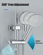 Punch Free Shower Head Bracket,Adjustable Hand held Shower Head Holder with 2 Hoots,Shower Holder Lifting Rod Hanging Bracket