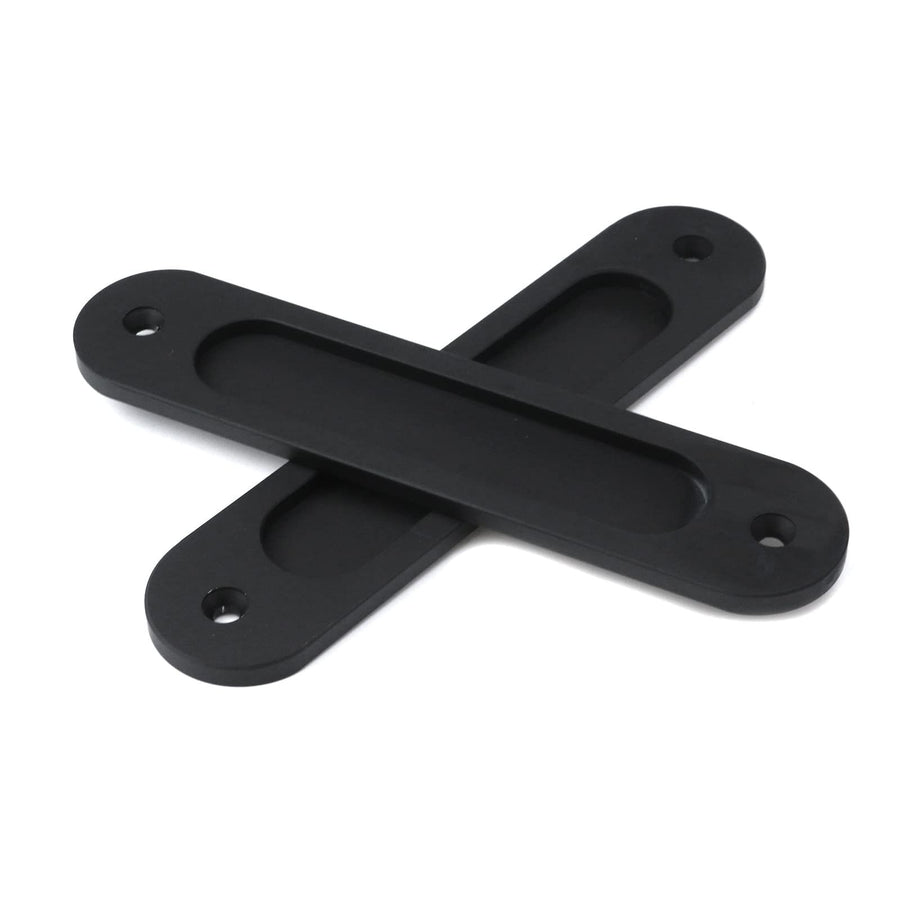 2PCS Flush Pull Barn Door Handle Matte Black,5 Inch Round Corner Rectangular Flat Plate Recessed Flush Sliding Pocket Door Handles
