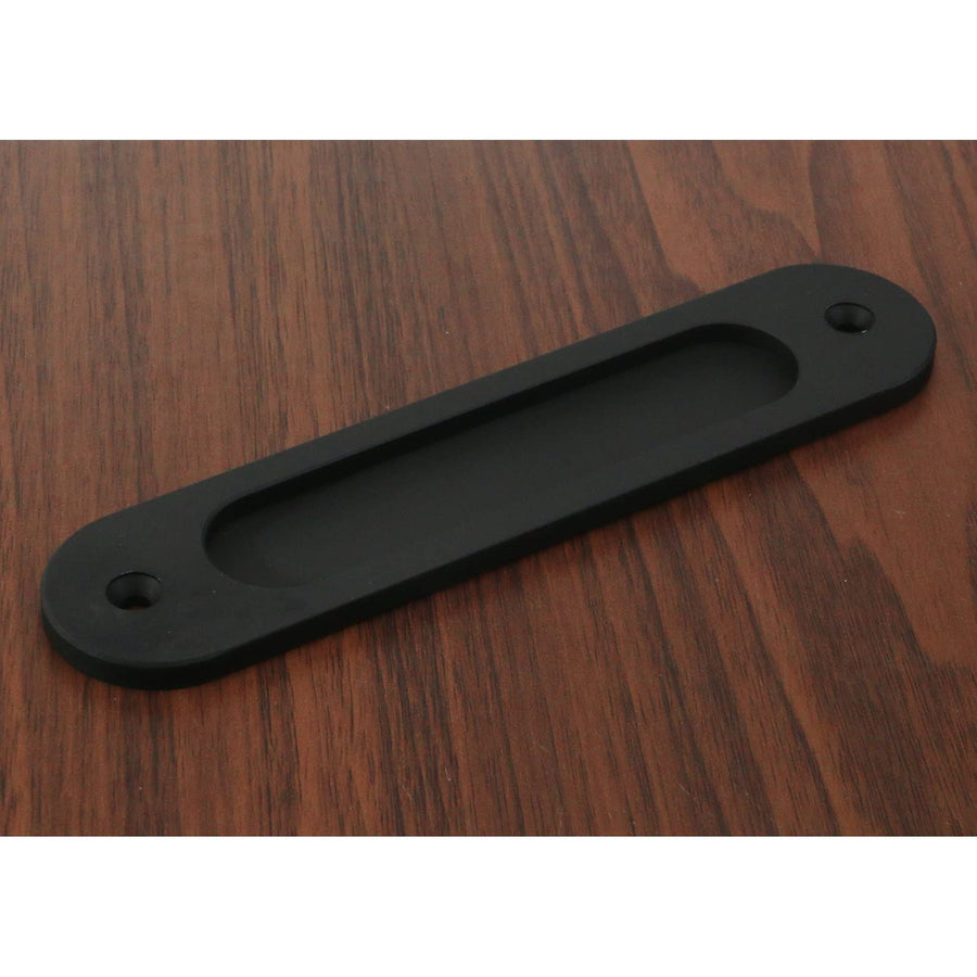 2PCS Flush Pull Barn Door Handle Matte Black,5 Inch Round Corner Rectangular Flat Plate Recessed Flush Sliding Pocket Door Handles