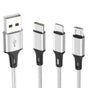 Multi USB charging cable suitable for most mobile phones and tablets, aluminum nylon three in one universal multi charging cable