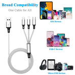 Multi USB charging cable suitable for most mobile phones and tablets, aluminum nylon three in one universal multi charging cable
