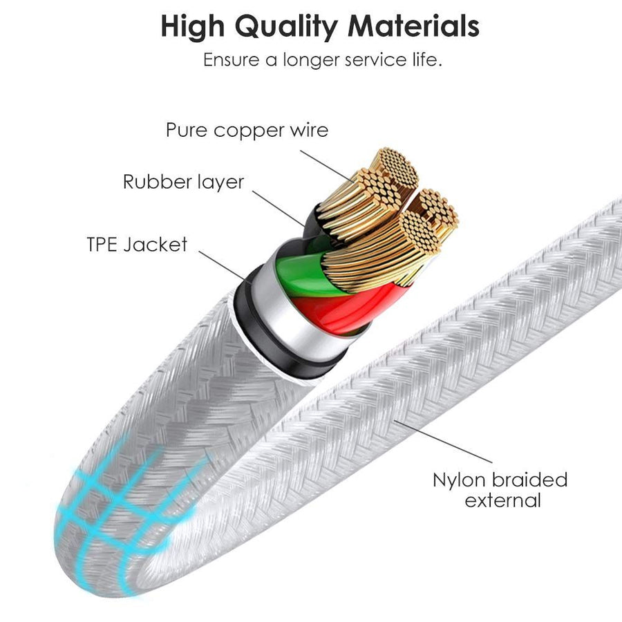 Multi USB charging cable suitable for most mobile phones and tablets, aluminum nylon three in one universal multi charging cable