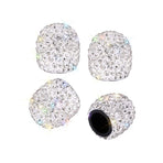 Valve Caps, 4 Pack Handmade Crystal Rhinestone Tire Caps, Attractive Dustproof Accessories for Car (White)