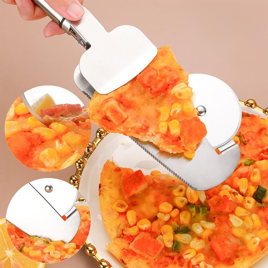 Stainless Steel 3-in-1 Pizza Cutter, Multi-function Cutter, Sandwich Skiving Machine, Rust Resistant, Comfort Handle, Thumb Guard