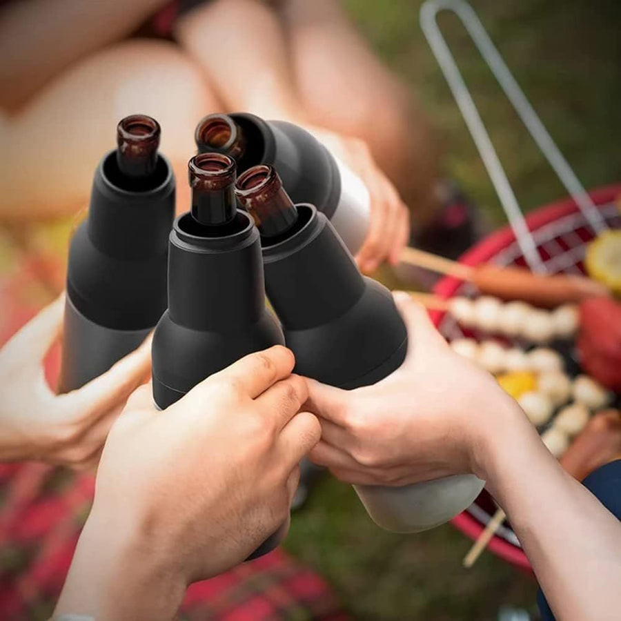 3 in 1 Beer Bottle and Can Cooler, Vacuum Insulated Double Walled Stainless Steel Cooler with Beer Opener (Black)